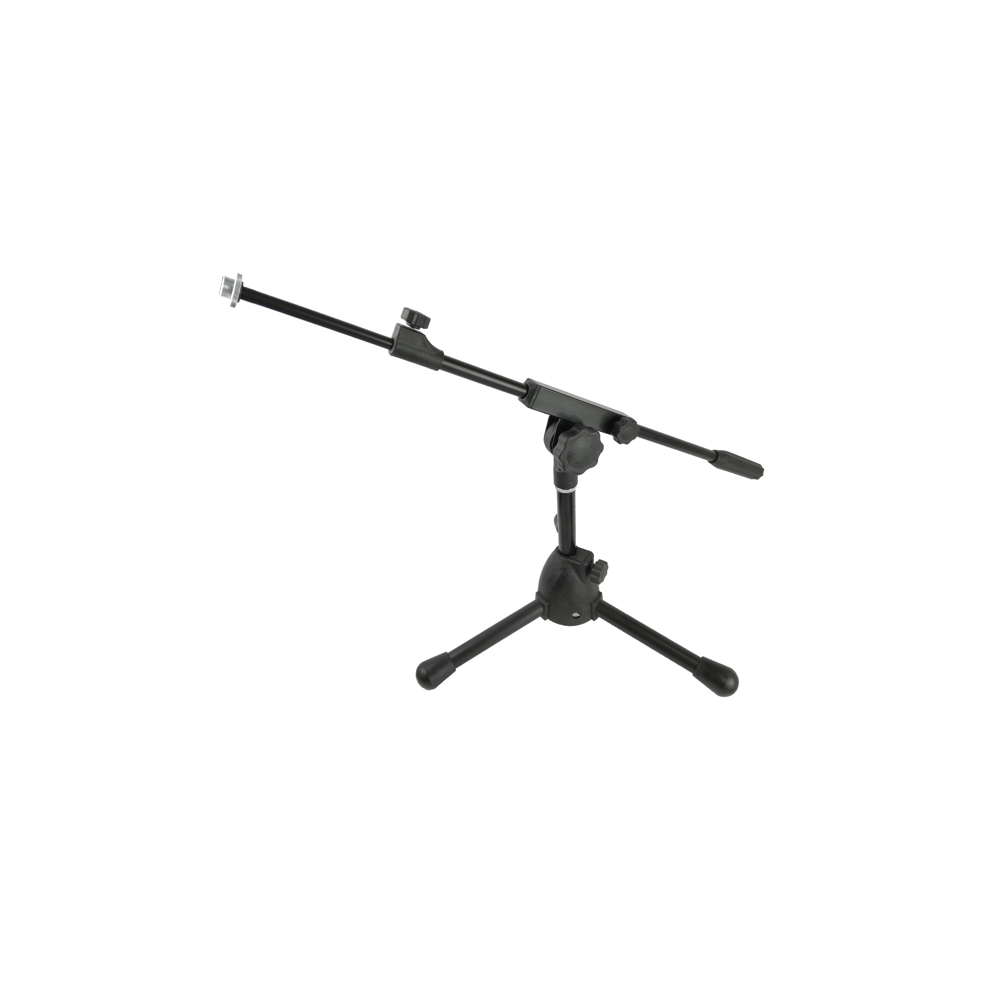 Professional dwarf telescopic microphone stand with folding tripod base.